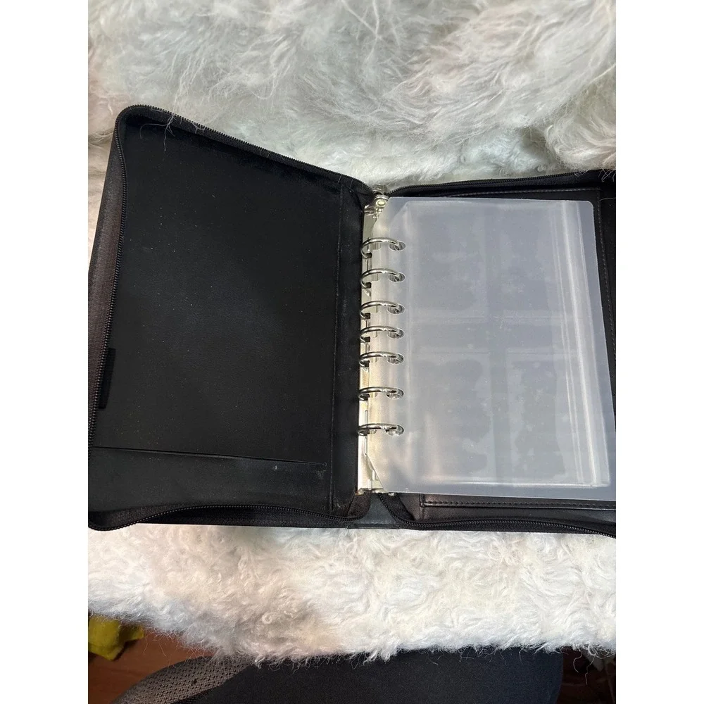 FranklinCovey‎ 365 Black Faux Leather 7-Ring Zippered Planner Binder 9.5x7